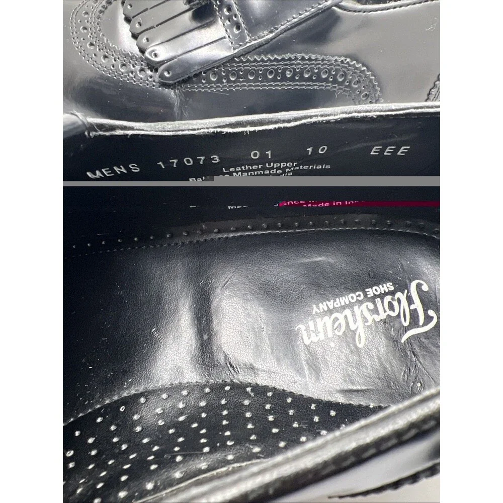 Men's 10 EEE X-Wide Florsheim Lexington black wingtip loafers dress shoes 17073